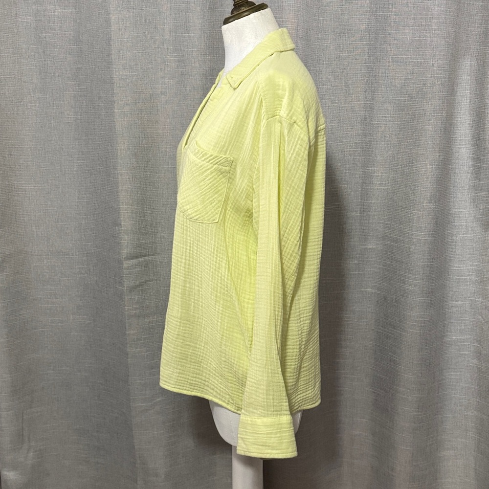 CeCe brand 100% Cotton PopOver Top-Sz M-Light Key Lime Color-Textured-EUC - Picture 5 of 12